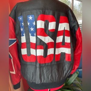 XL 🏍️ RARE USA 🇺🇸 unique Men’s LEATHER jacket coat moto